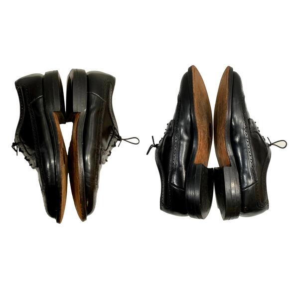 Vintage Hanover Black Leather Wingtips Longwings | USA 9.5 EEE - Picture 4 of 9